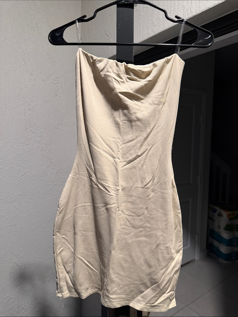 Women’s Cream Strapless Mini Dress